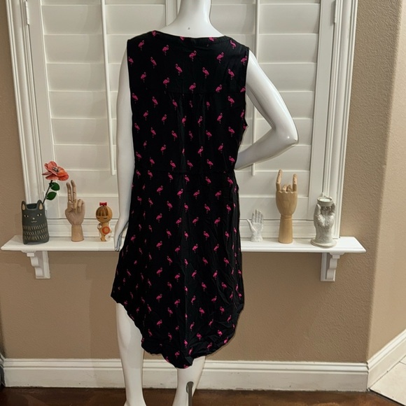 Torrid Mini Challis Zip-Front Shirt Dress Black Flamingo - Picture 7 of 12